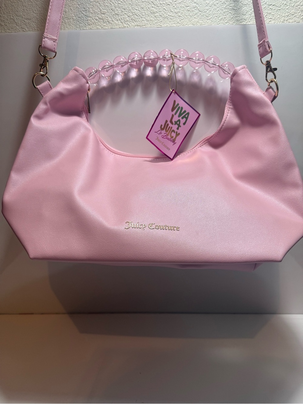 Juicy Couture Bubbly Medium Pink Handbag Purse Shoulder Bag Beaded Handle BNWT